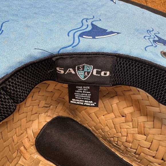 SA Fishing Co. Kids Wide Brim Sturdy 100% Straw Hat UPF 50 Wind Resistant - Picture 4 of 4